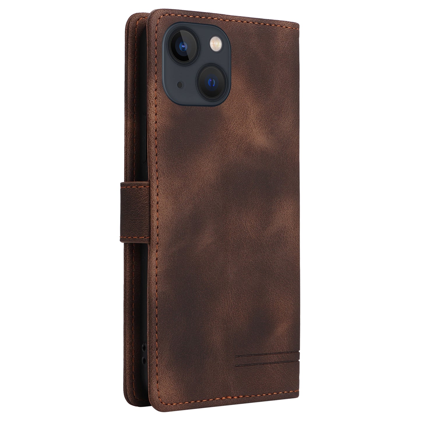 007 Series Phone Case Wallet for iPhone 15 , PU Leather Skin-touch Stand Flip Cover