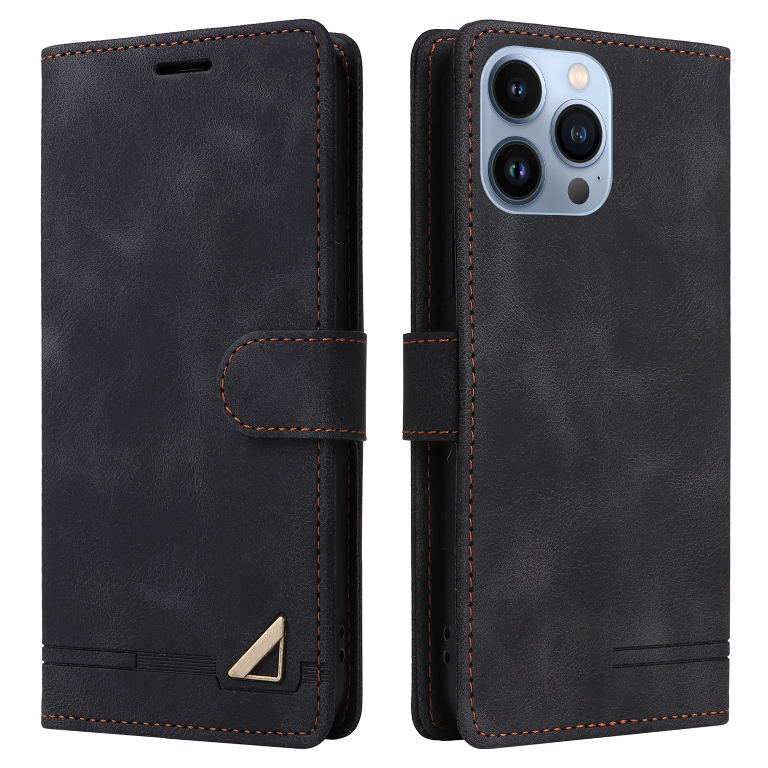007 Series For iPhone 15 Pro Max Stand Shell Flip Wallet Anti-Scratch PU Leather Case Skin-touch Phone Cover