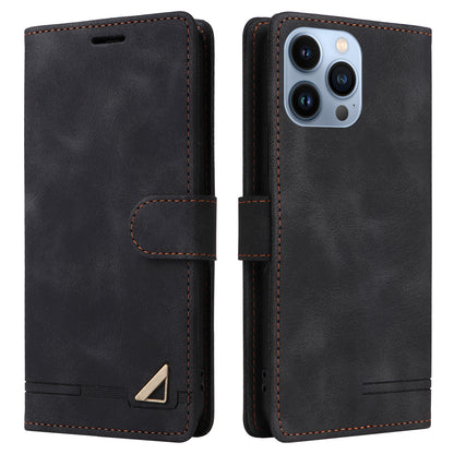 007 Series For iPhone 15 Pro Max Stand Shell Flip Wallet Anti-Scratch PU Leather Case Skin-touch Phone Cover