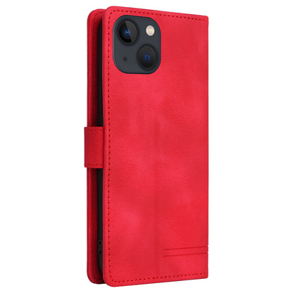 007 Series For iPhone 15 Plus PU Leather Stand Shell Flip Wallet Skin-touch Phone Cover