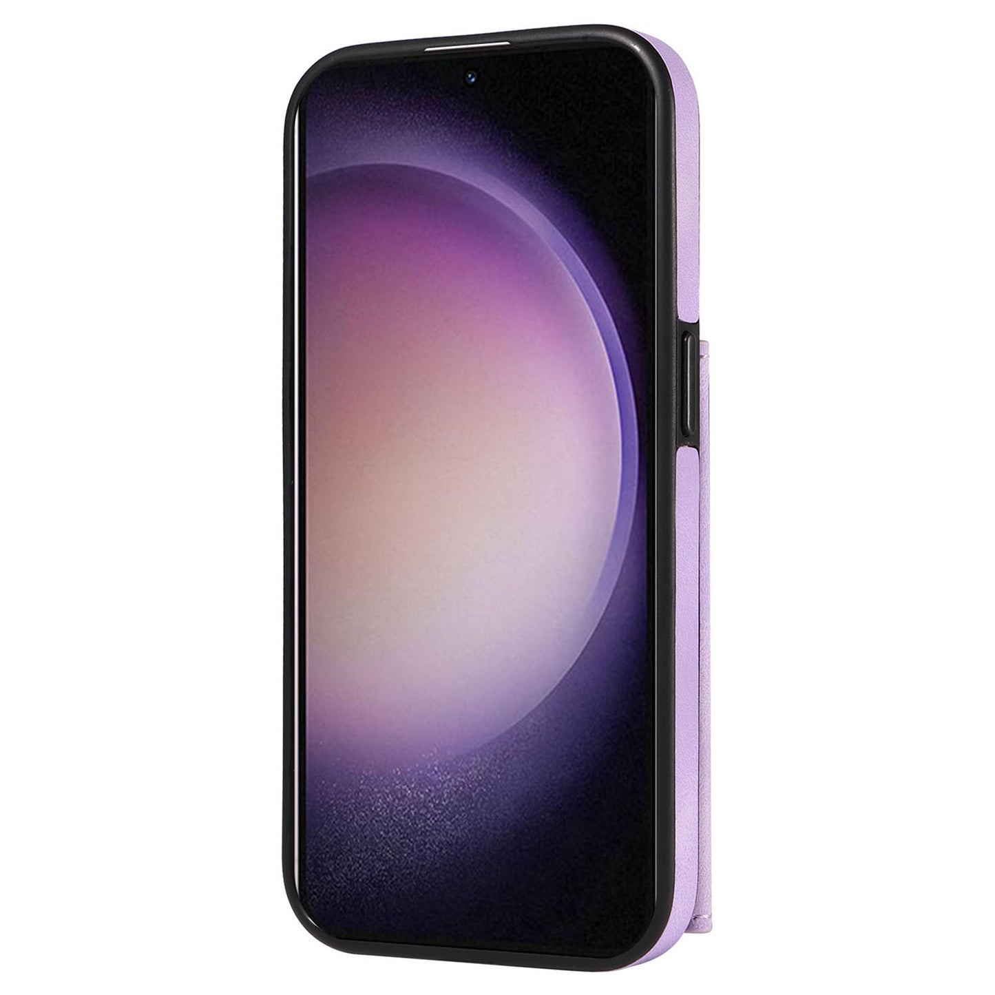 001 PU Leather+TPU Back Cover for Samsung Galaxy S23 Ring Kickstand Phone Case with Card Holder