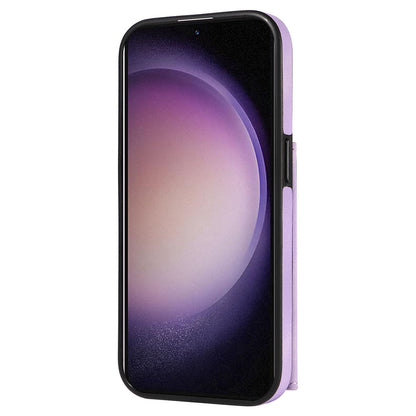 001 PU Leather+TPU Back Cover for Samsung Galaxy S23 Ring Kickstand Phone Case with Card Holder