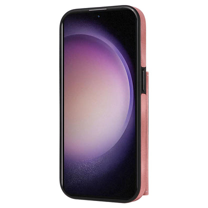 001 PU Leather+TPU Back Cover for Samsung Galaxy S23 Ring Kickstand Phone Case with Card Holder