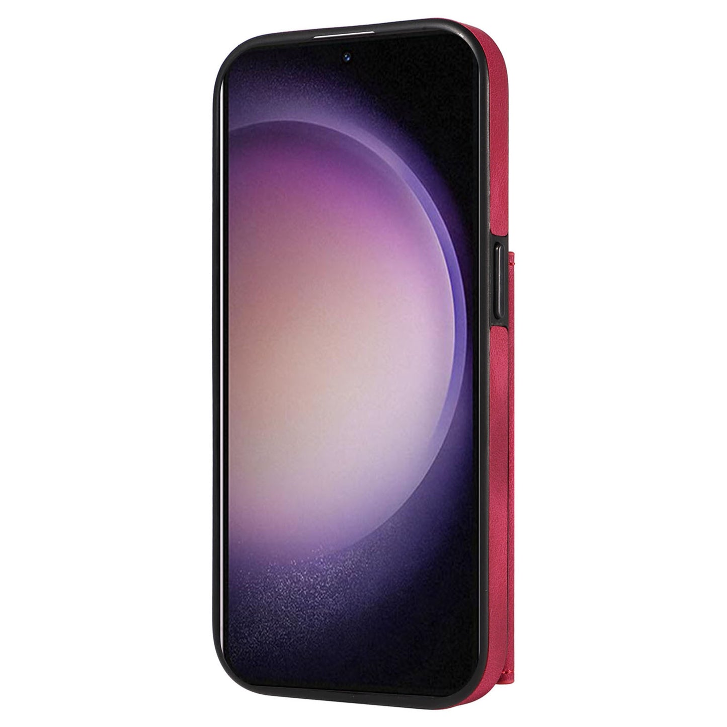 001 PU Leather+TPU Back Cover for Samsung Galaxy S23 Ring Kickstand Phone Case with Card Holder