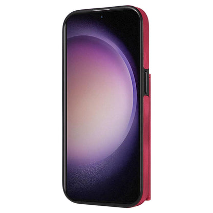 001 PU Leather+TPU Back Cover for Samsung Galaxy S23 Ring Kickstand Phone Case with Card Holder