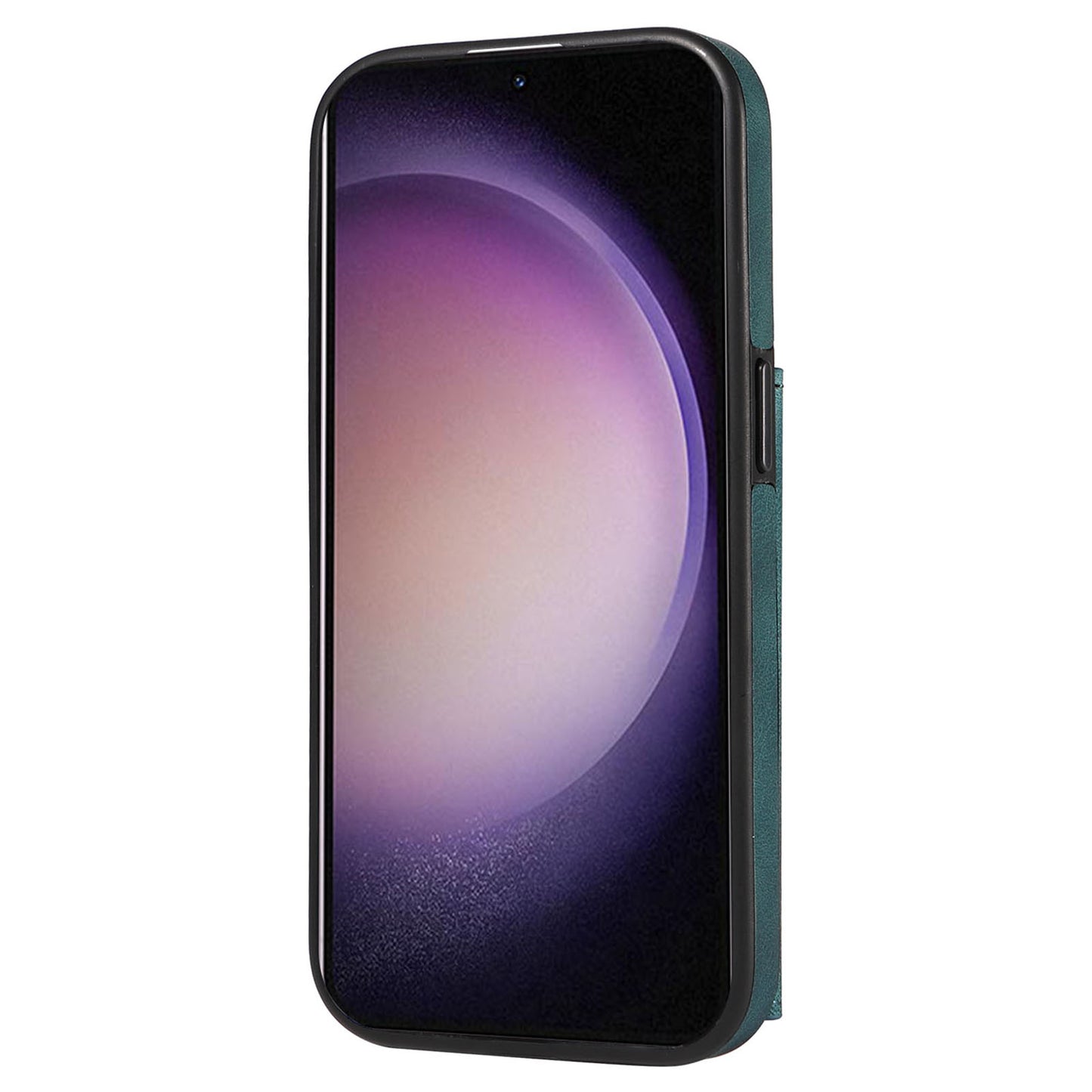 001 PU Leather+TPU Back Cover for Samsung Galaxy S23 Ring Kickstand Phone Case with Card Holder