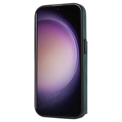 001 PU Leather+TPU Back Cover for Samsung Galaxy S23 Ring Kickstand Phone Case with Card Holder