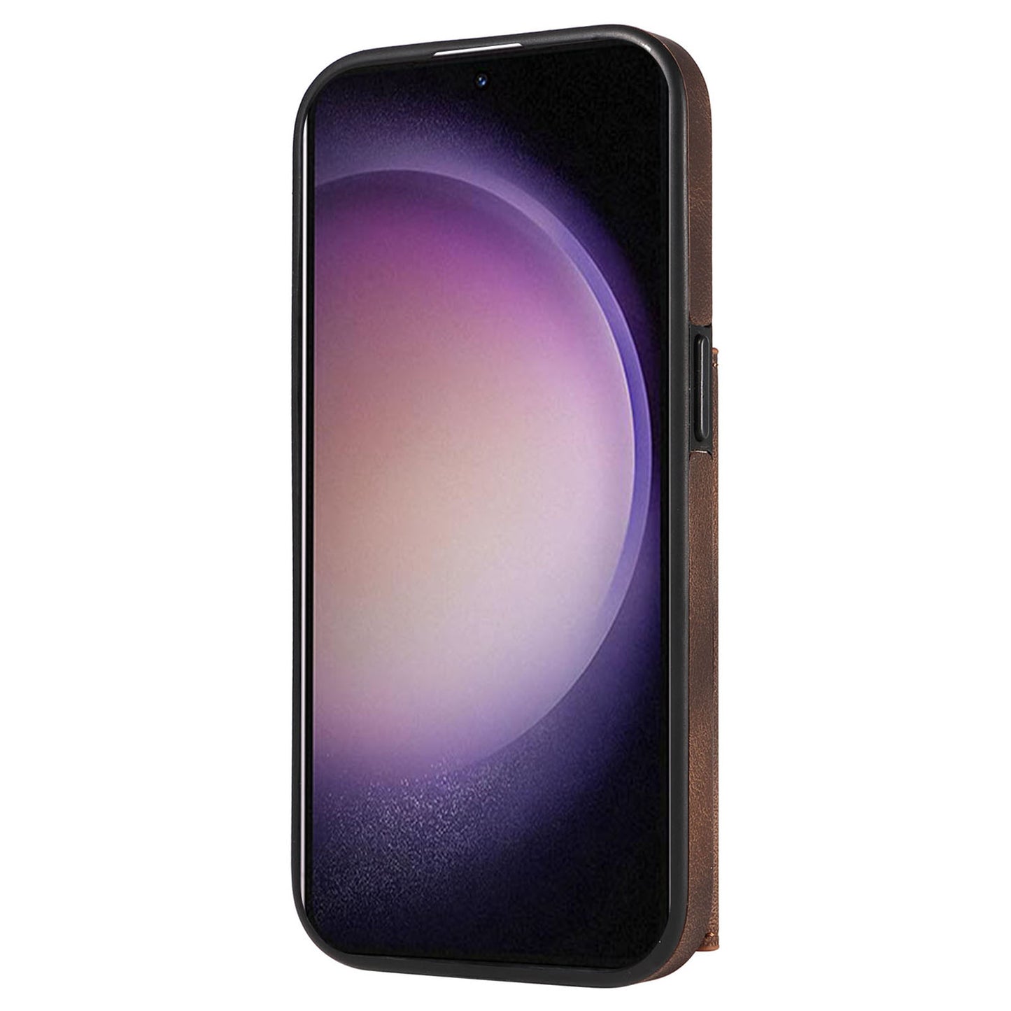 001 PU Leather+TPU Back Cover for Samsung Galaxy S23 Ring Kickstand Phone Case with Card Holder