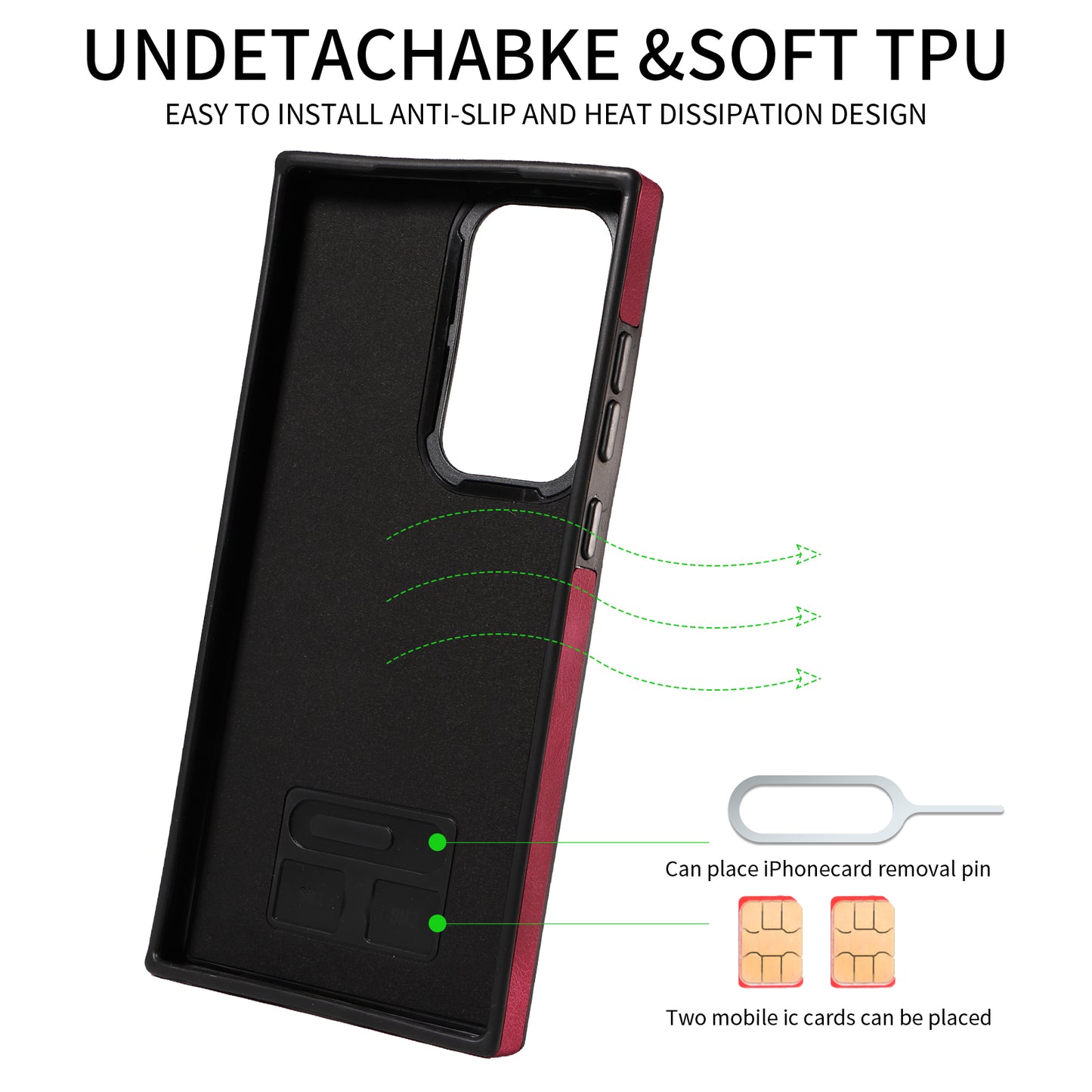 001 For Samsung Galaxy S23 Ultra PU Leather+TPU Card Holder Phone Case Ring Kickstand Skin-touch Cover