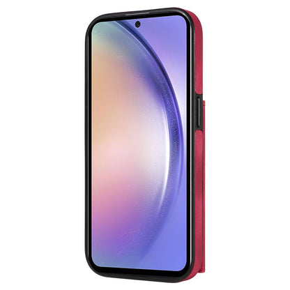 001 For Samsung Galaxy A54 5G Card Holder Phone Case Ring Kickstand Anti-drop PU Leather+TPU Cover