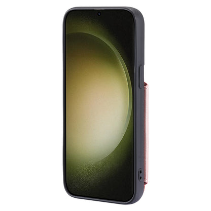 009 For Samsung Galaxy S23 Ultra Zipper Pocket Case Kickstand PU Leather Coated TPU RFID Blocking Wallet Phone Cover with Wrist Strap