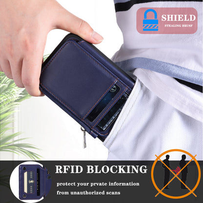 009 For Samsung Galaxy S23 PU Leather Coated TPU Zipper Phone Case Wallet Kickstand RFID Blocking Cover with Straps