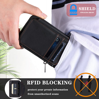 009 For Samsung Galaxy S23 PU Leather Coated TPU Zipper Phone Case Wallet Kickstand RFID Blocking Cover with Straps