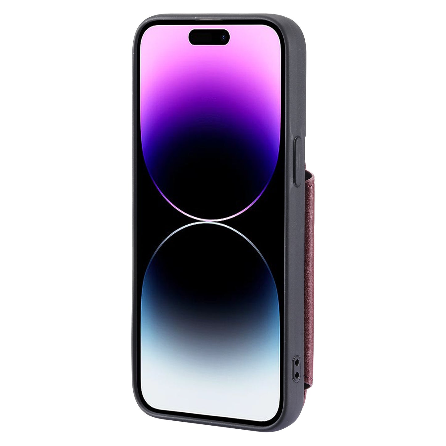 009 Kickstand Phone Case for iPhone 15 Pro , Zipper Wallet RFID Blocking PU+TPU Cover with Strap