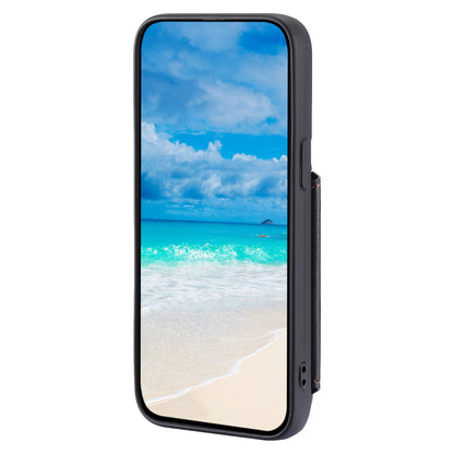 009 Anti-Scratch Phone Case for iPhone 15 , Wallet RFID Blocking PU+TPU Cover Kickstand Zipper Shell with Strap