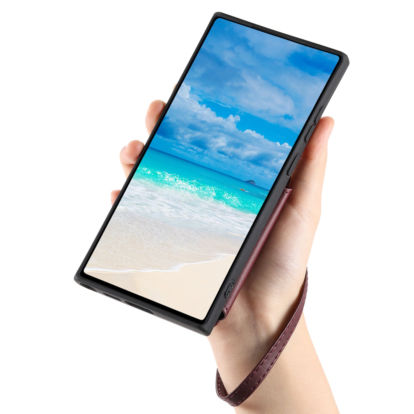 009 For iPhone 6 / 6s / 7 / 8 / SE (2020) / SE (2022) Back Shell RFID Blocking Zipper Wallet Case PU Leather+TPU Kickstand Phone Cover with Straps