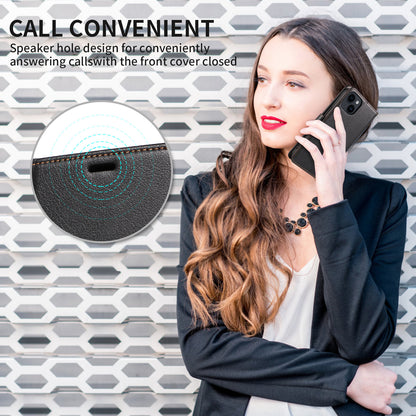 001 For iPhone 15 Plus Wallet PU Leather Stand Cover Magnetic Closure Phone Case RFID Blocking Function Shell