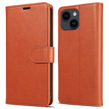 001 For iPhone 15 Plus Wallet PU Leather Stand Cover Magnetic Closure Phone Case RFID Blocking Function Shell