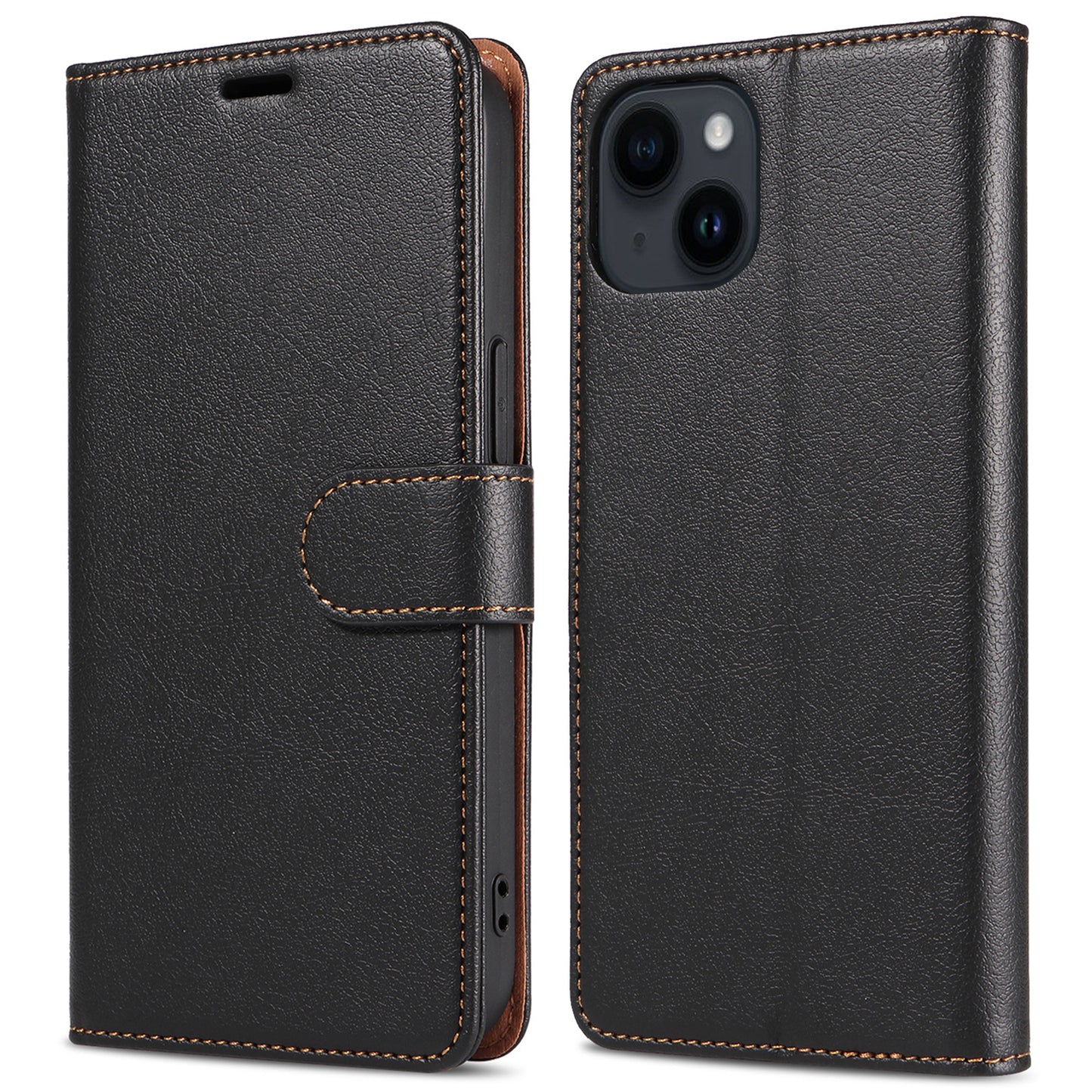 001 For iPhone 15 Pro RFID Blocking Wallet  Magnetic Closure Phone Case PU Leather Stand Cover