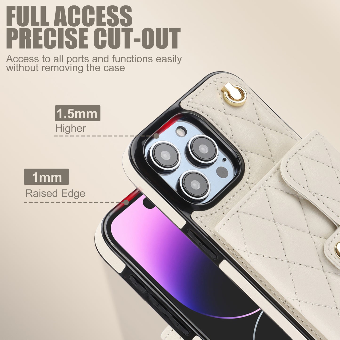 026 For iPhone 15 Pro RFID Blocking Card Holder Phone Case PU Leather+TPU Kickstand Cover with 2 Straps