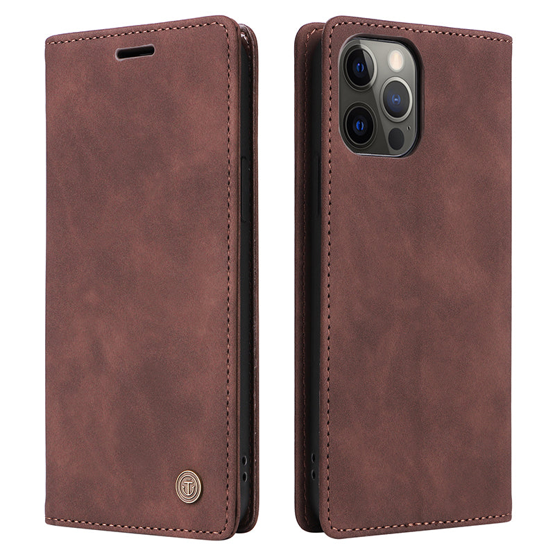 006 Series For iPhone 15 Pro Case PU Leather Phone Cover with Wallet Stand