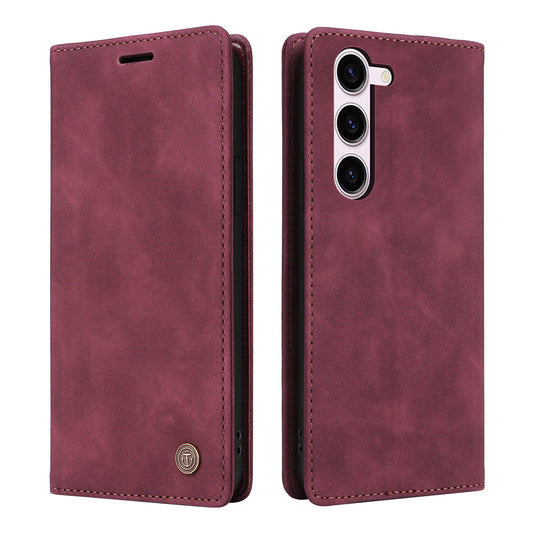 006 Series For Samsung Galaxy S23 Case PU Leather Wallet Sucker Closure Phone Cover