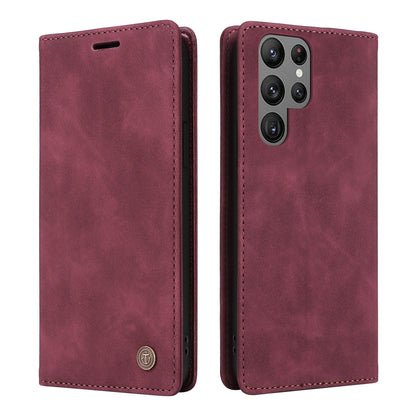 006 Series For Samsung Galaxy S23 Ultra Leather Case Phone Wallet Cover with Sucker Closure