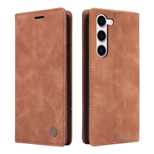006 Series For Samsung Galaxy S23+ Case PU Leather Sucker Closure Phone Stand Cover