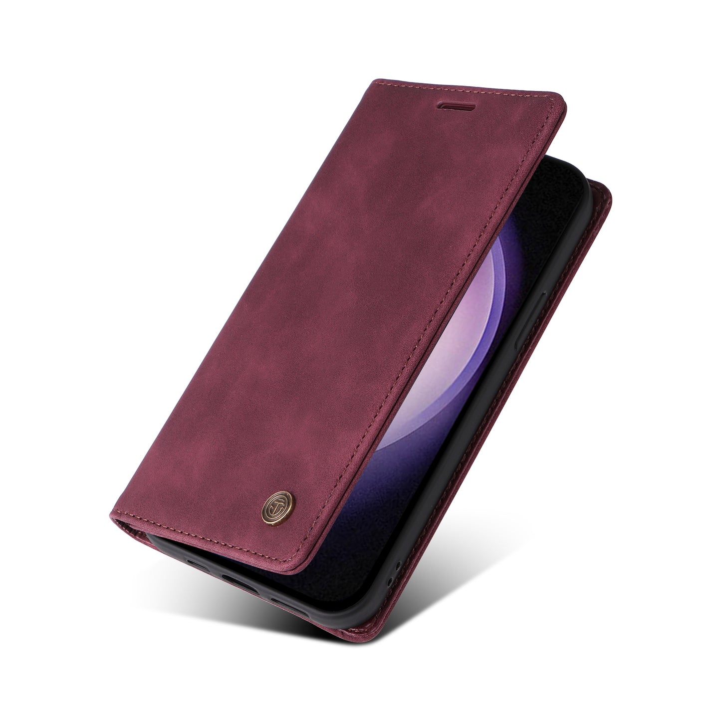 006 Series For Samsung Galaxy S23+ Case PU Leather Sucker Closure Phone Stand Cover