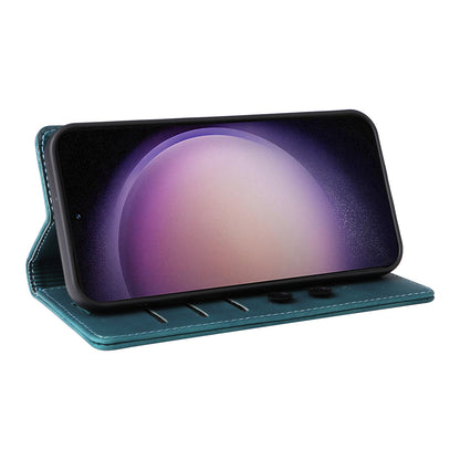 006 Series For Samsung Galaxy S23+ Case PU Leather Sucker Closure Phone Stand Cover