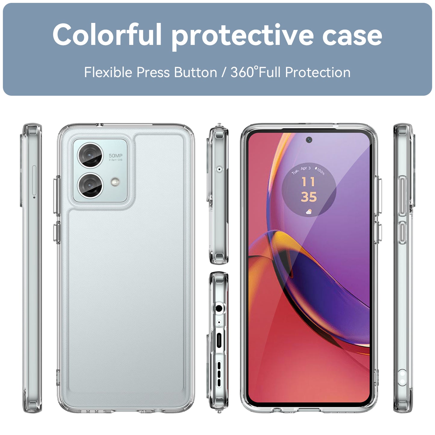 For Motorola Moto G84 5G Phone Case Electroplating Buttons Acrylic+TPU Cover (Big Rear Lens Hole)