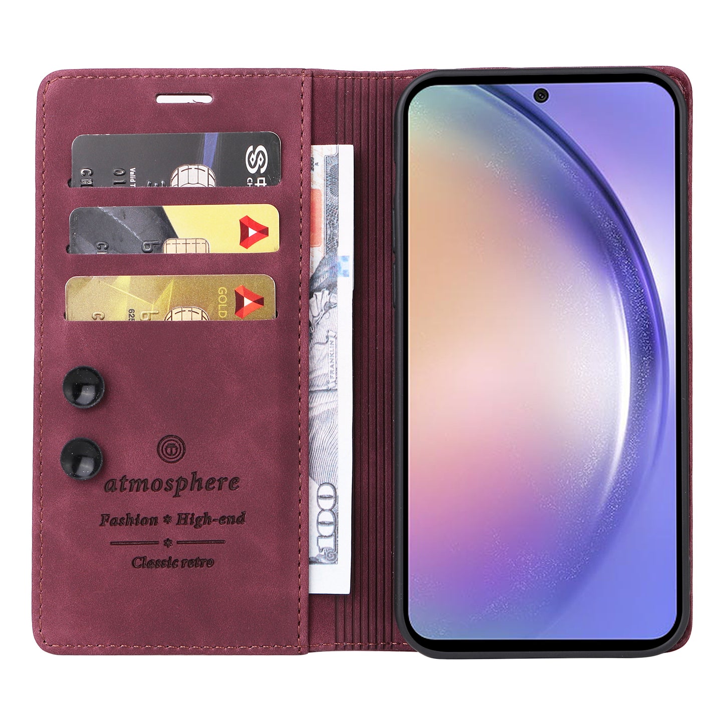 006 Series For Samsung Galaxy A54 5G Case Leather Wallet Phone Cover with Sucker Closure