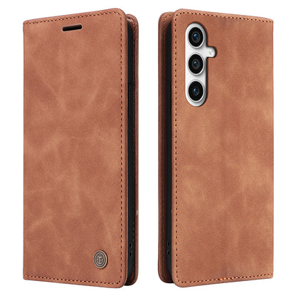 006 Series For Samsung Galaxy S23 FE Case Sucker Closure PU Leather Phone Stand Cover