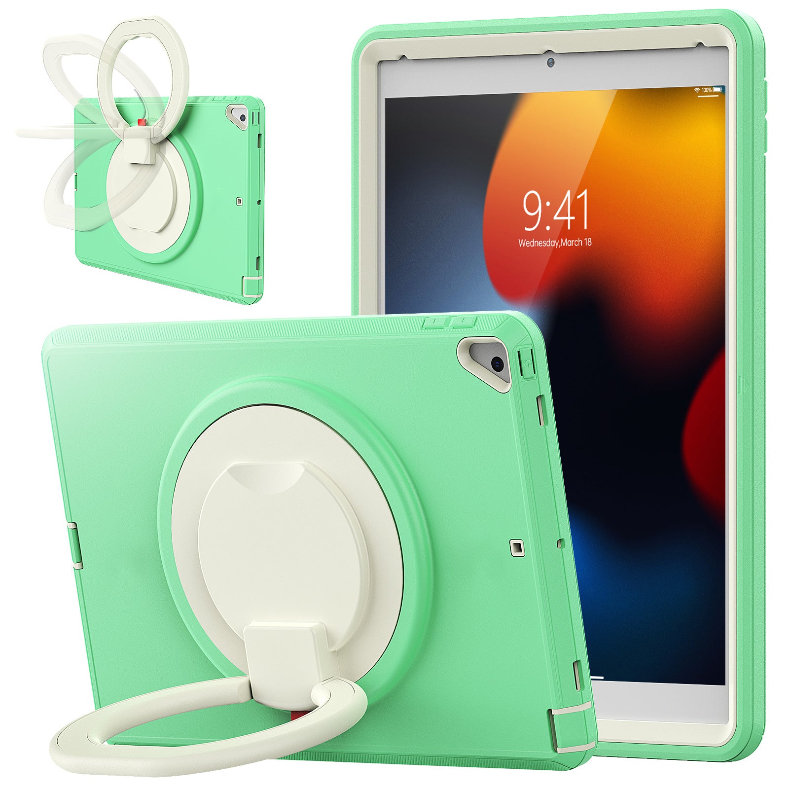 For iPad 10.2 (2021) / (2020) / (2019) Case PC + TPU Handle Grip Kickstand Tablet Protective Cover