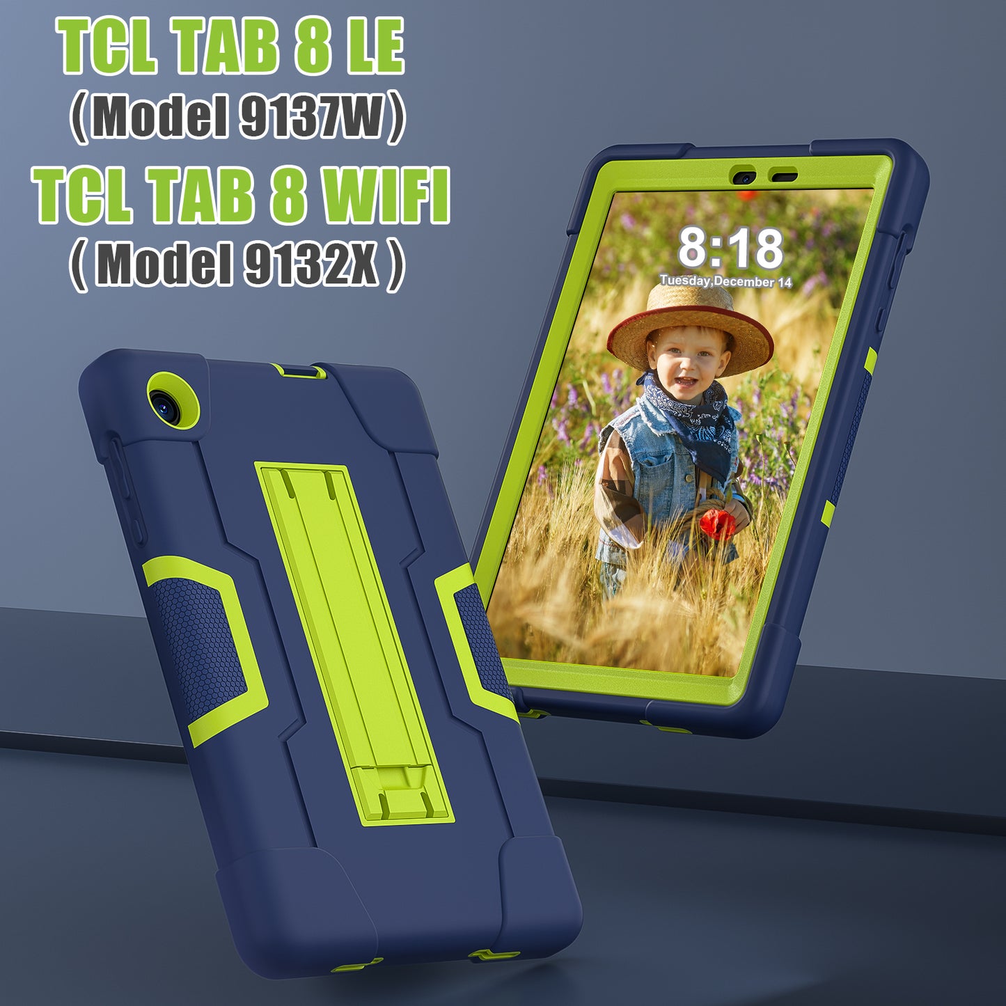 For TCL Tab 8 4G / Tab 8 LE (Model 9137W) / Tab 8 WiFi (Model 9132X) Kickstand Tablet Case Robot Style Silicone + PC Color Contrast Protective Cover