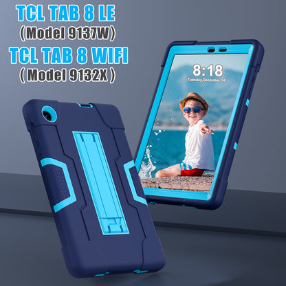 For TCL Tab 8 4G / Tab 8 LE (Model 9137W) / Tab 8 WiFi (Model 9132X) Kickstand Tablet Case Robot Style Silicone + PC Color Contrast Protective Cover