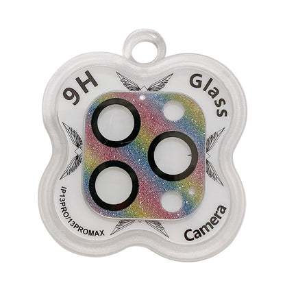 MKADI For iPhone 13 Pro Max 6.7 inch / 13 Pro 6.1 inch Camera Lens Protector Glitter 9H Tempered Glass Lens Film