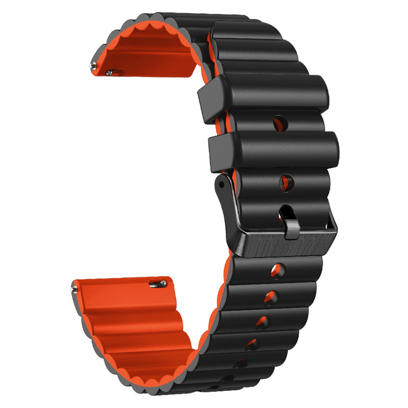 Silicone Watch Band for Suunto Vertical / 9 Peak Pro / 5 Peak , Horizontal Stripes 22mm Dual-color Bracelet with Black Buckle