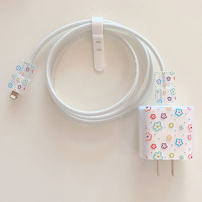 Transparent TPU Case for iPhone 18W / 20W Charger Adapter Protector Set with Charging Cable Connector Cover