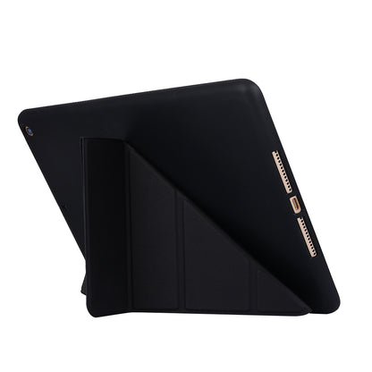 For iPad 10.2 (2021)/(2020)/(2019) Protective Cover Folding Deformed Silicone + PU Leather Stand Tablet Case