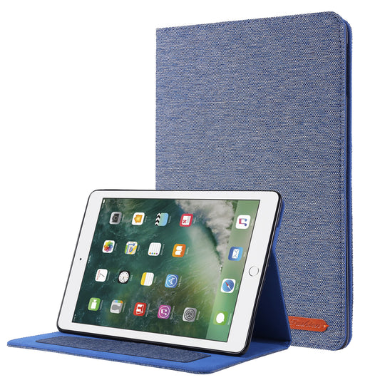 For iPad 9.7-inch (2018)/(2017) /iPad Air (2013)/Air 2 Tablet Case Cloth Texture Leather Protective Cover with Card Slots Stand