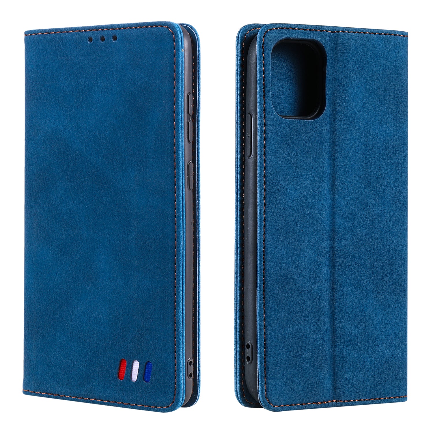 001 Series Auto-absorbed Skin-touch Feeling Leather Full-Protection Wallet Phone Case for iPhone 13 mini 5.4 inch