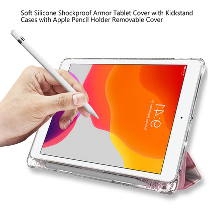 For iPad 10.2 (2021)/(2020)/(2019) Trifold Stand TPU+PU Leather Glittery Sequins Pattern Stylish Tablet Case Cover