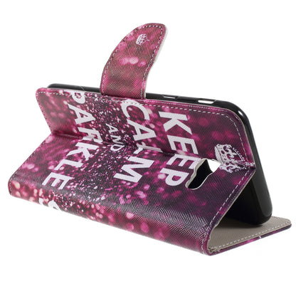 Pattern Printing Cross Texture Leather Wallet Cover for Samsung Galaxy J4+
