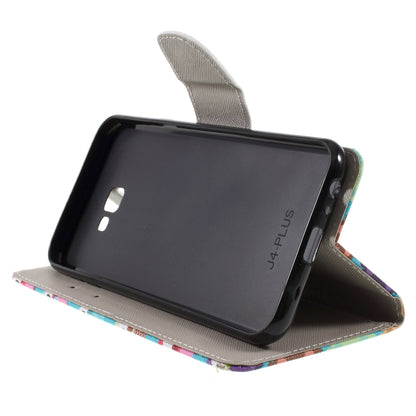 Pattern Printing Cross Texture Leather Wallet Cover for Samsung Galaxy J4+