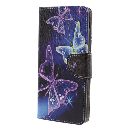 Pattern Printing Cross Texture Leather Wallet Cover for Samsung Galaxy J4+