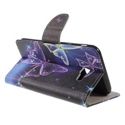 Pattern Printing Cross Texture Leather Wallet Cover for Samsung Galaxy J4+