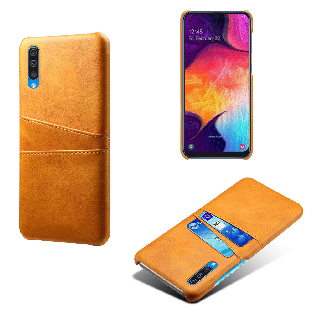 Dual Card Slots PU Leather Coated PC Mobile Phone Shell for Samsung Galaxy A50 / A50s / A30s