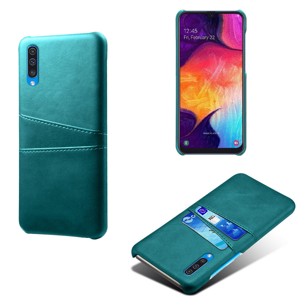 Dual Card Slots PU Leather Coated PC Mobile Phone Shell for Samsung Galaxy A50 / A50s / A30s