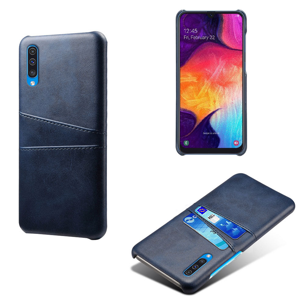 Dual Card Slots PU Leather Coated PC Mobile Phone Shell for Samsung Galaxy A50 / A50s / A30s